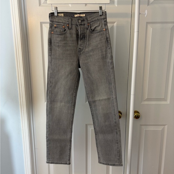 Levi’s Wedgie Straight Leg Grey Black Jeans Size 25 Ankle Length Cotton - Picture 9 of 13